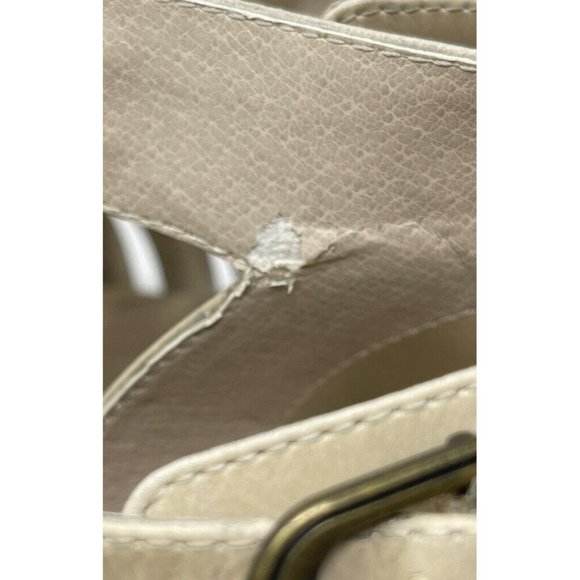 Pure Sole Leather Beige Nude Strappy Open Toe Wedge Sandals Size 9 - Picture 9 of 12